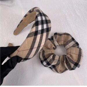 Plaid Headband and Scrunchie Set